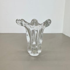 small lucid 21cm Floral bubble Crystal Glass Vase by Art Vannes, France, 1970s