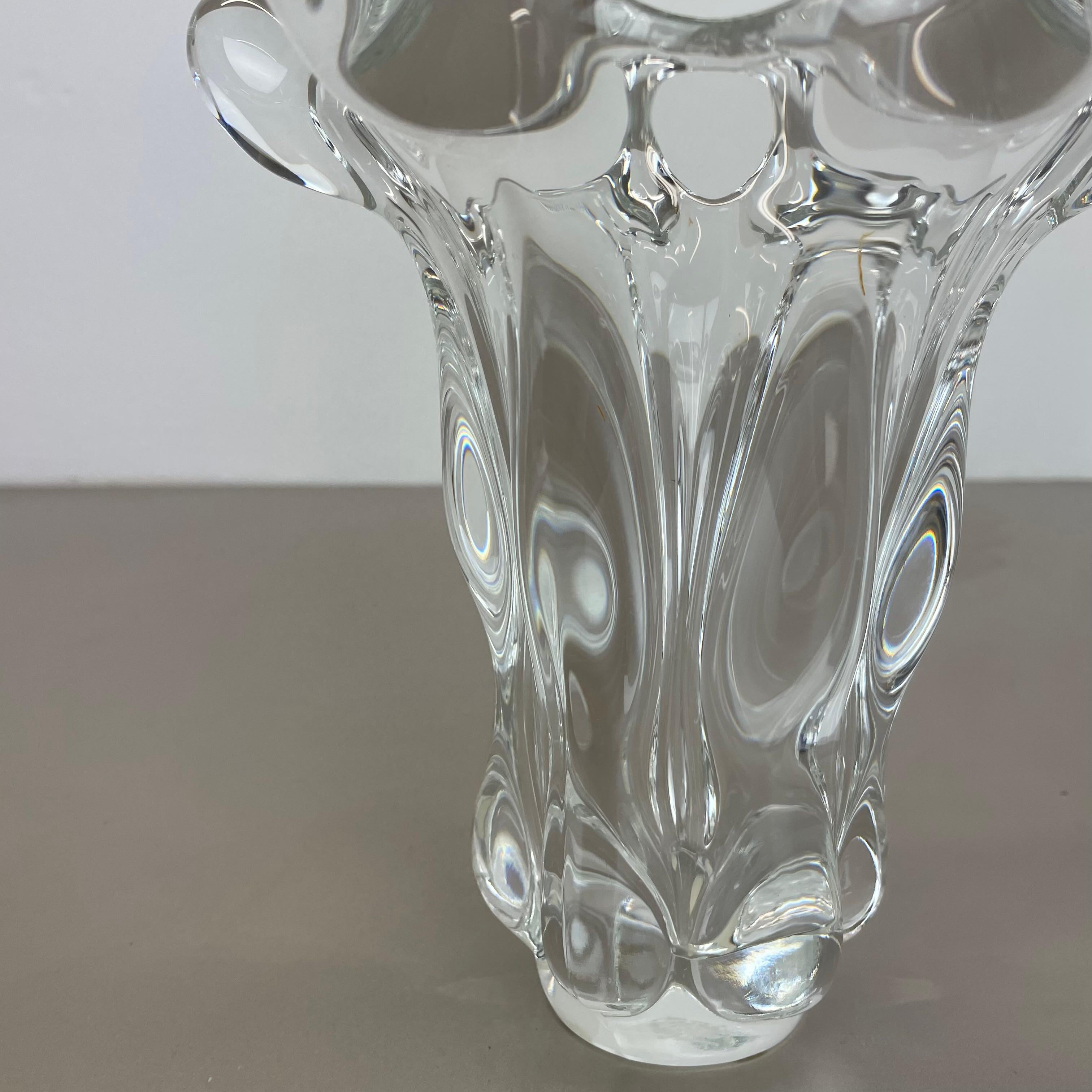 small lucid 21cm Floral bubble Crystal Glass Vase by Art Vannes, France, 1970s For Sale 2