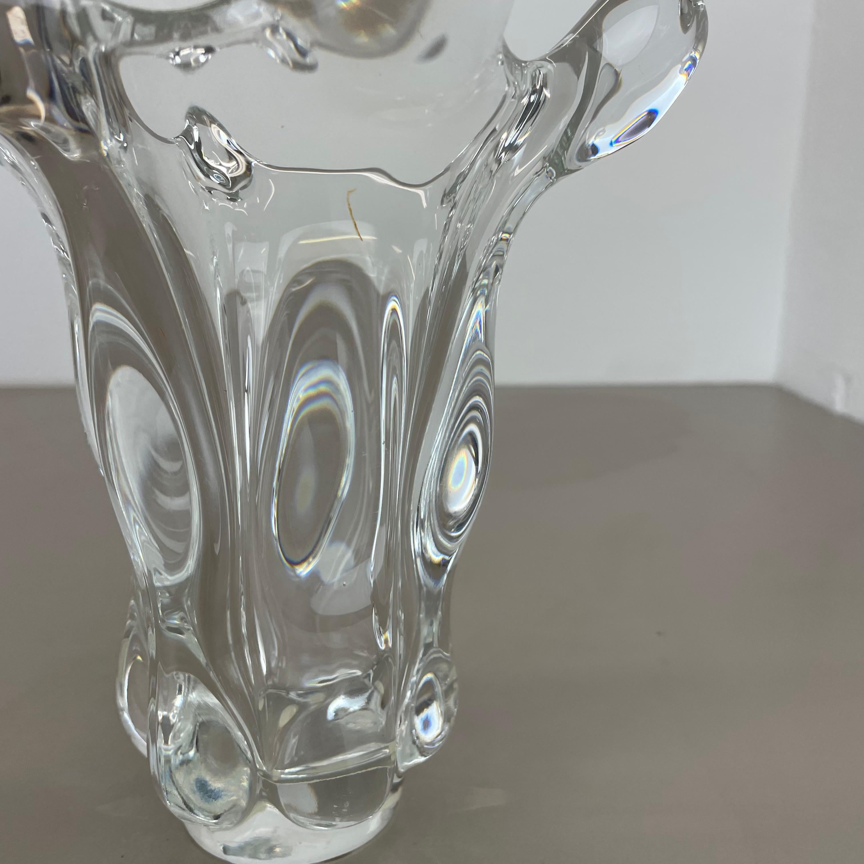 small lucid 21cm Floral bubble Crystal Glass Vase by Art Vannes, France, 1970s For Sale 3