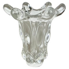 small lucid 21cm Floral bubble Crystal Glass Vase by Art Vannes, France, 1970s