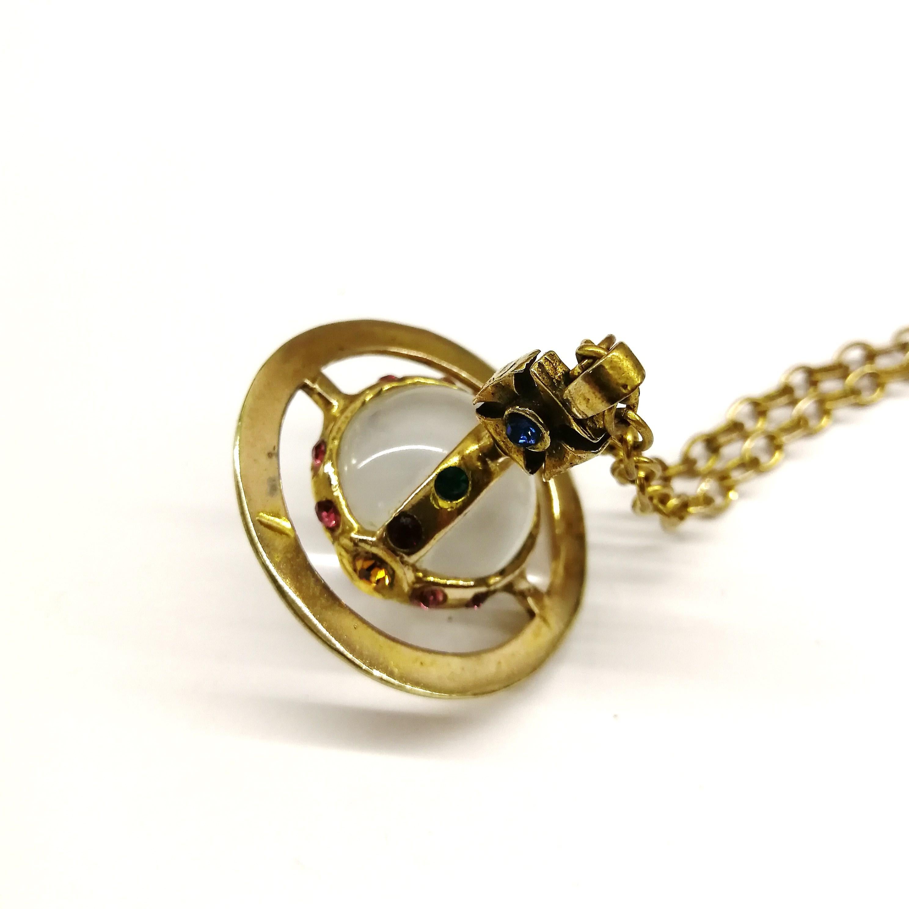 Small lucite, gilt metal and coloured paste 'orb' pendant, V Westwood, 1980s 2