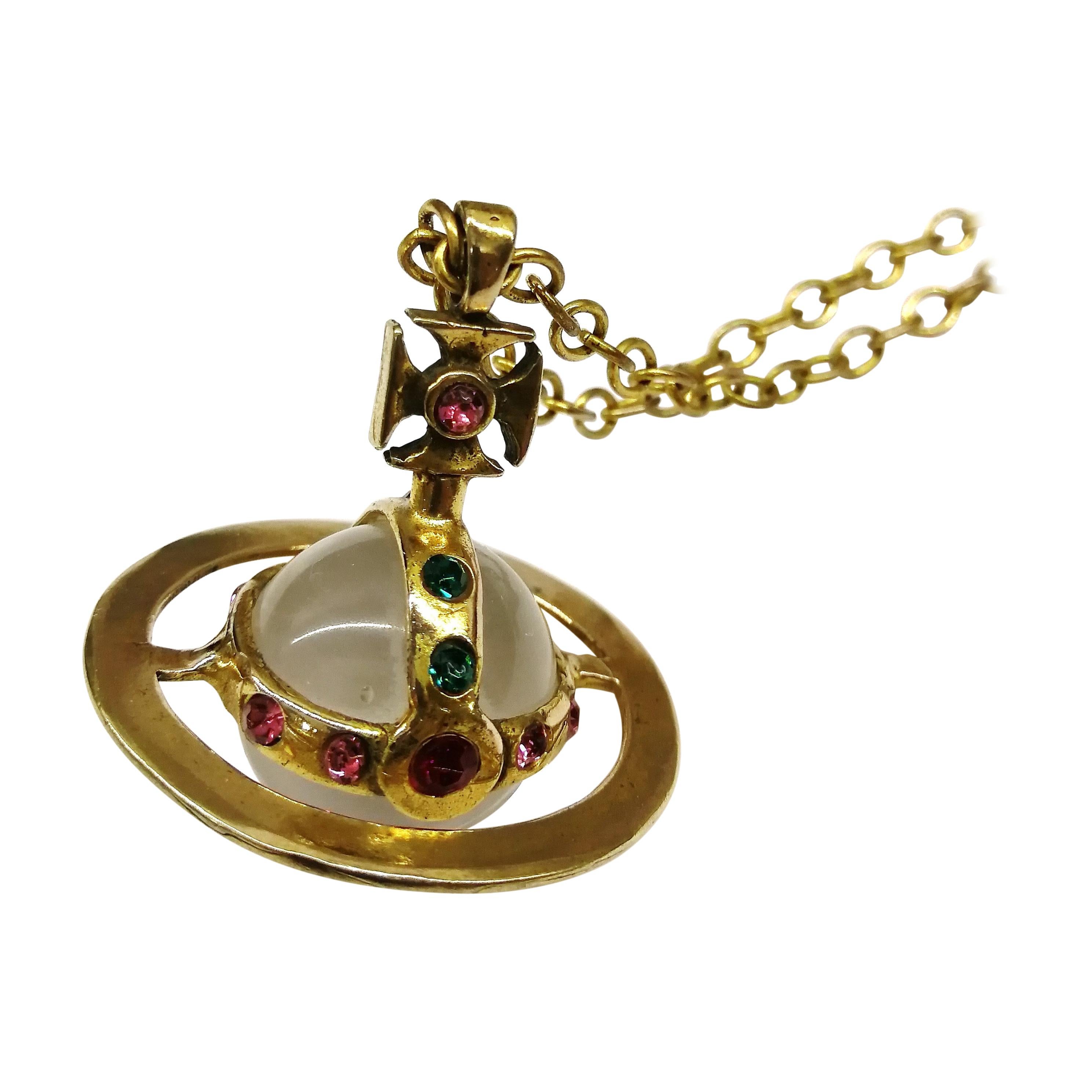Small lucite, gilt metal and coloured paste 'orb' pendant, V Westwood, 1980s