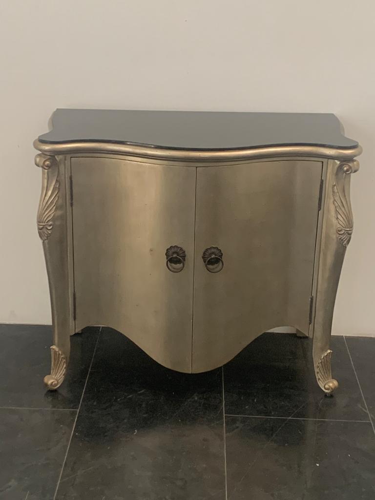 Art Déco Piccolo servitore Luigi XV reinterpretato in argento e nero, anni '80 in vendita
