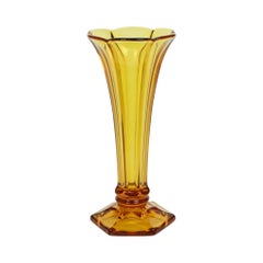 Small Luxval Vase Amber Américain 1935 VSL Art Deco