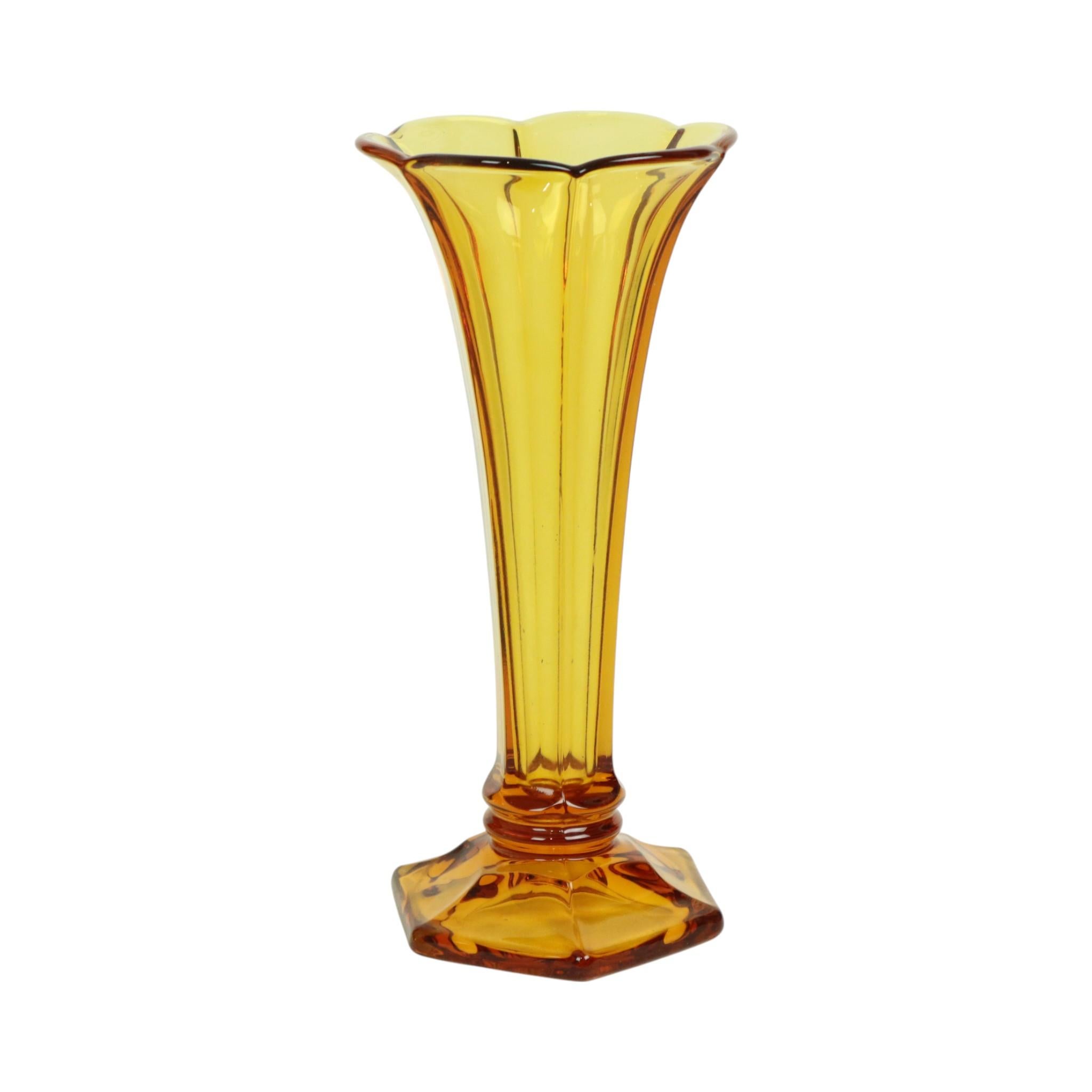 Art Déco Piccolo vaso Luxval Amber Américain 1935 VSL Art Deco in vendita