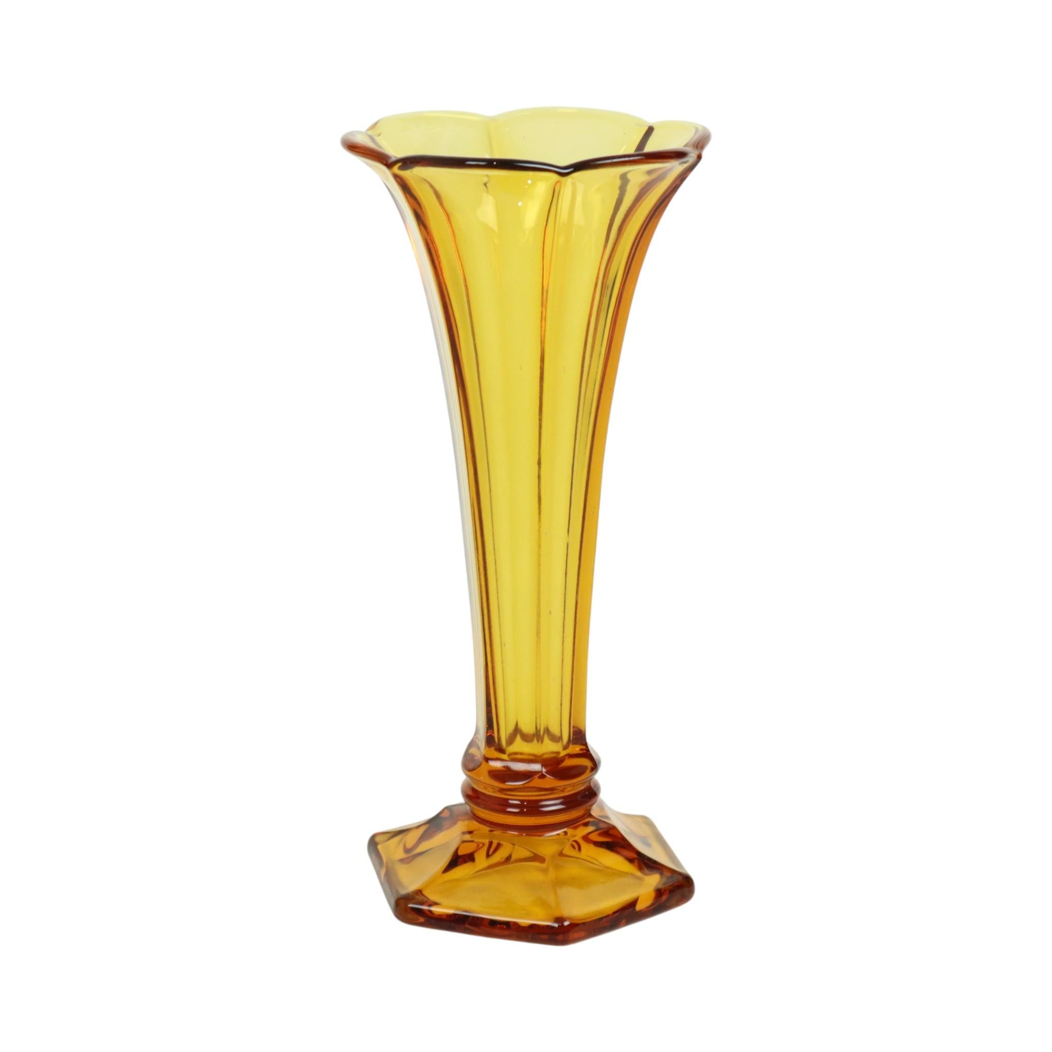Belga Piccolo vaso Luxval Amber Américain 1935 VSL Art Deco in vendita
