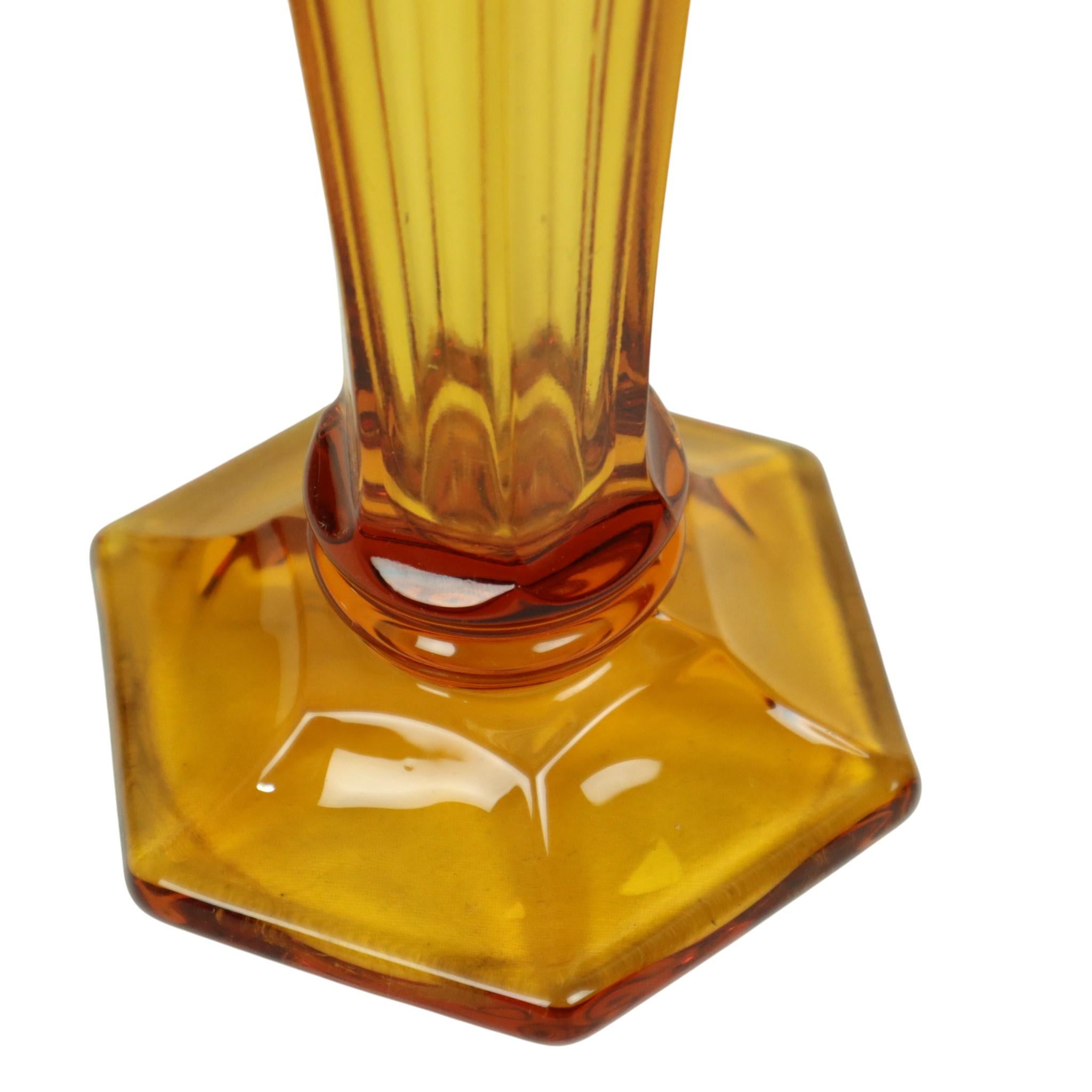 Vetro Piccolo vaso Luxval Amber Américain 1935 VSL Art Deco in vendita