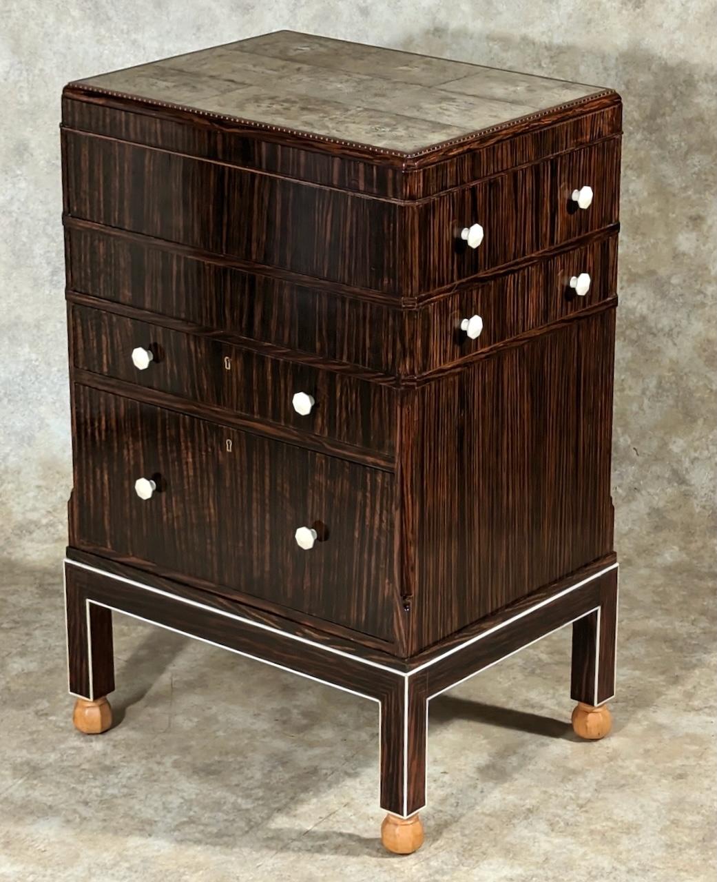Early 20th Century Small Macassar Ebony cabinet in the style of DIM For Sale