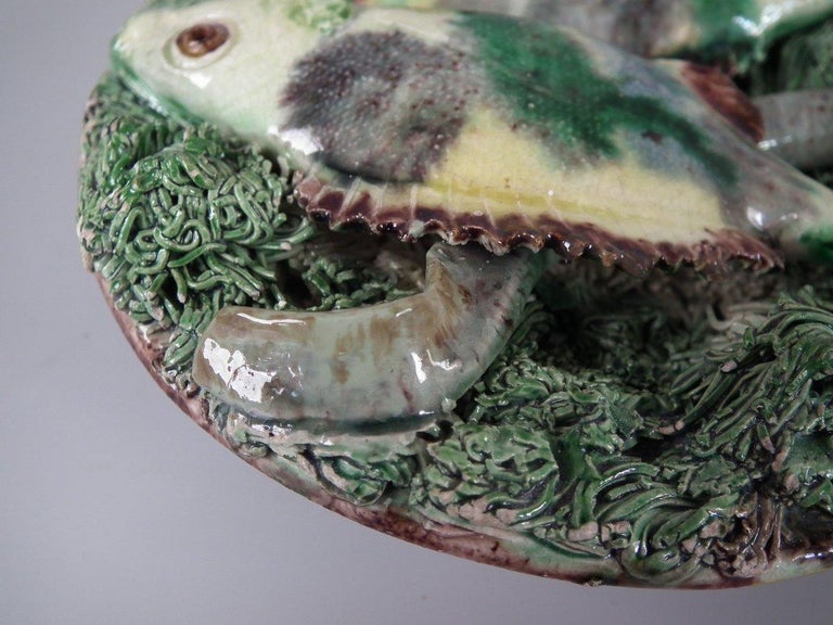 Small Mafra Majolica Palissy Fish and Eel Plate For Sale at 1stdibs
