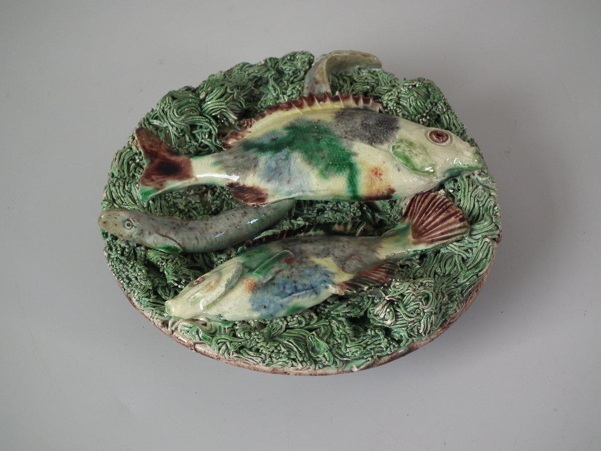 Small Mafra Majolica Palissy Fish and Eel Plate 10