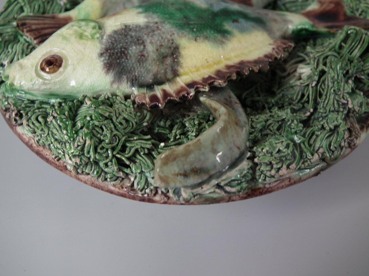 Late 19th Century Small Mafra Majolica Palissy Fish and Eel Plate