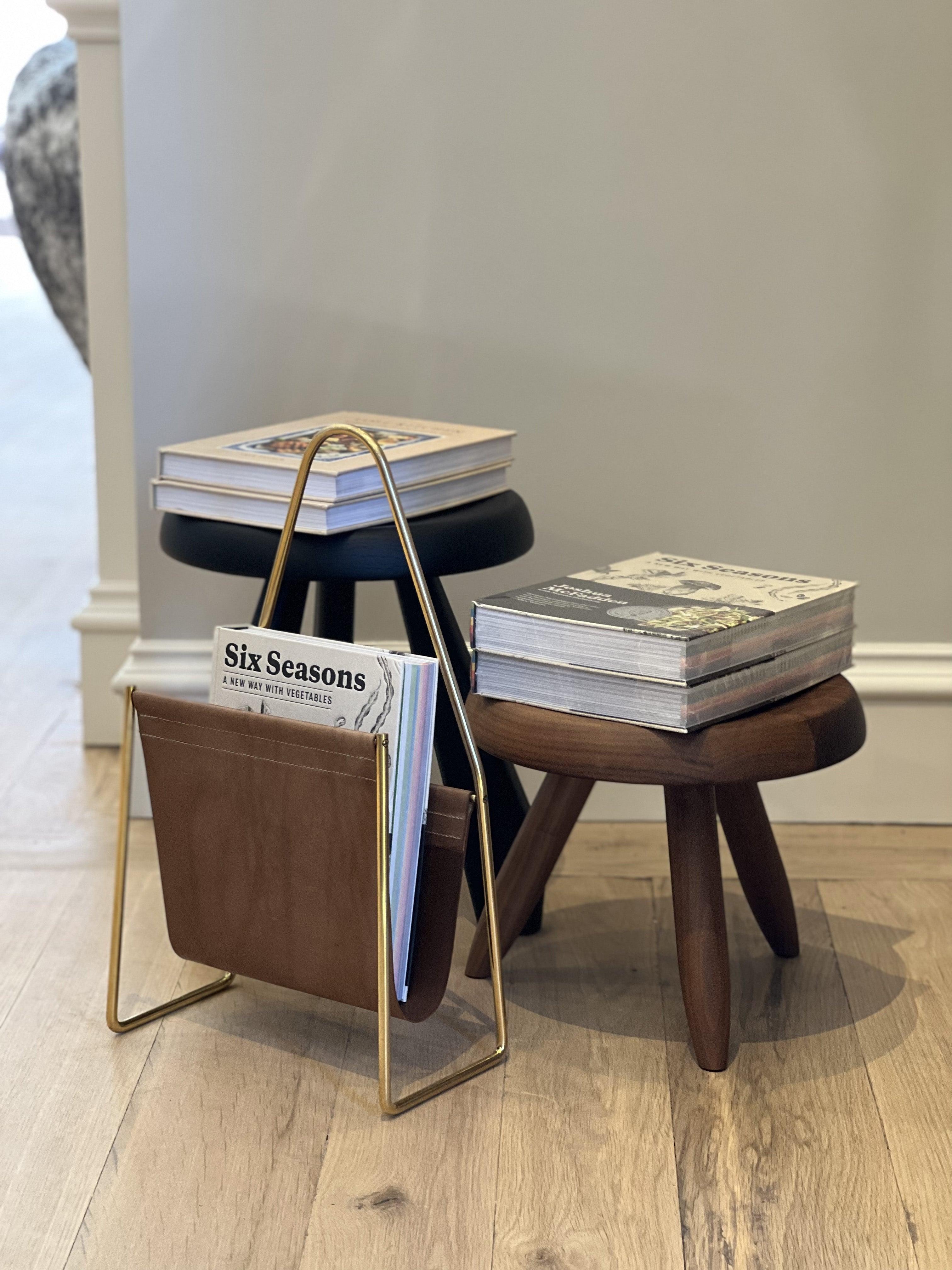 Contemporary Small Magazine Rack by Carl Aubock For Sale