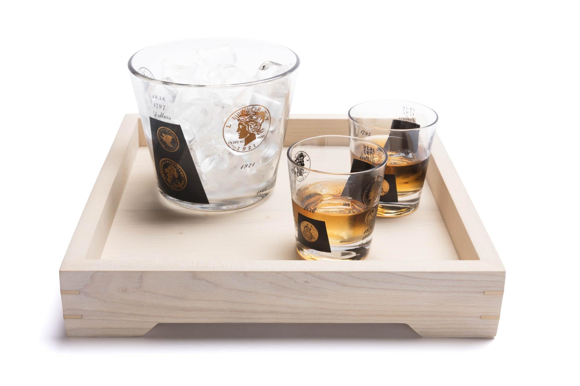 With the White Magnolia Wood and Brass Small Serving Tray, 