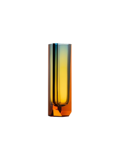 Jarrón pequeño «Magnus» de cristal tallado a mano en tonos topacio y ámbar, diseñado por Jan Plecháč para Moser