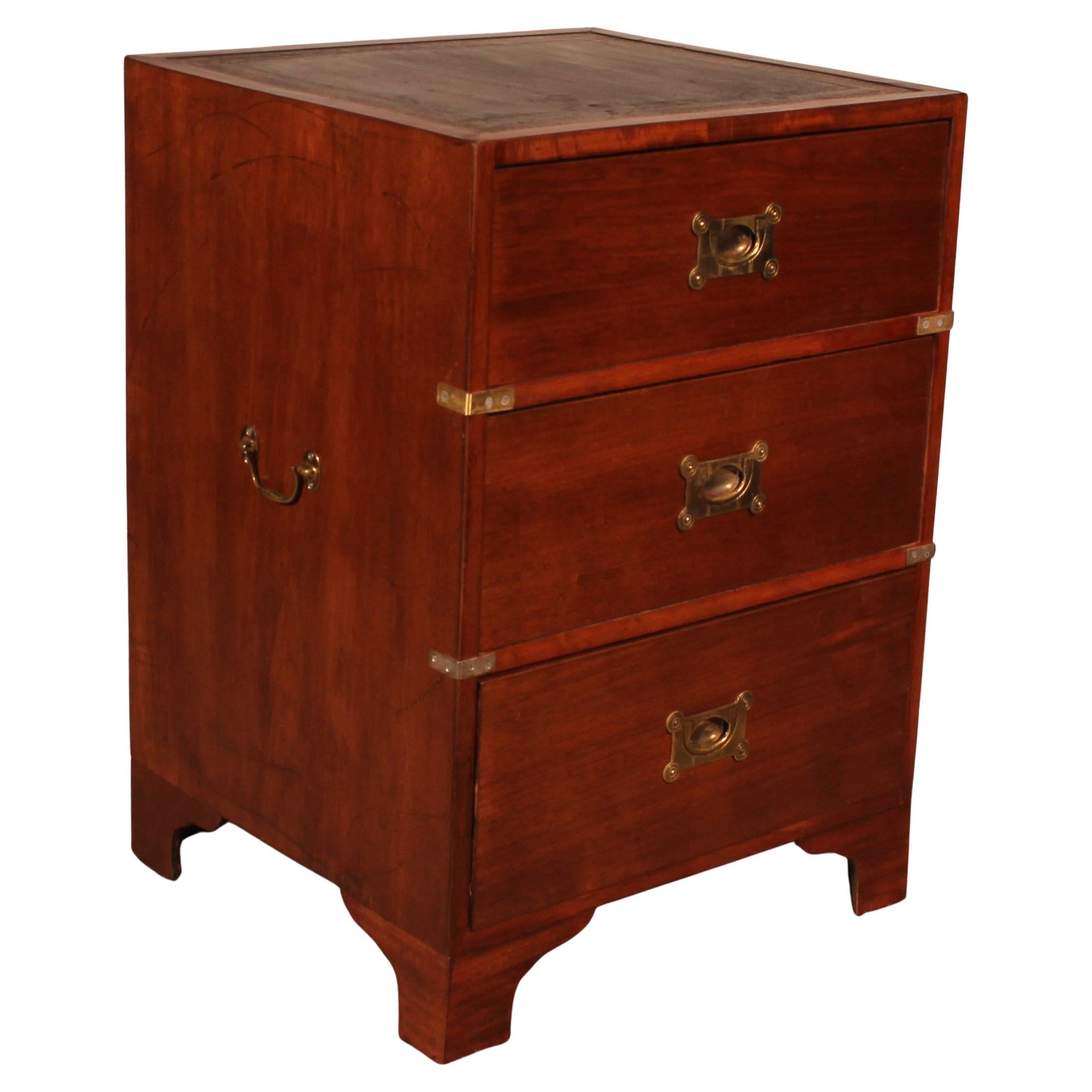 Small Mahogany Campaign Or Military Chest Of Drawers, 19th Century For Sale