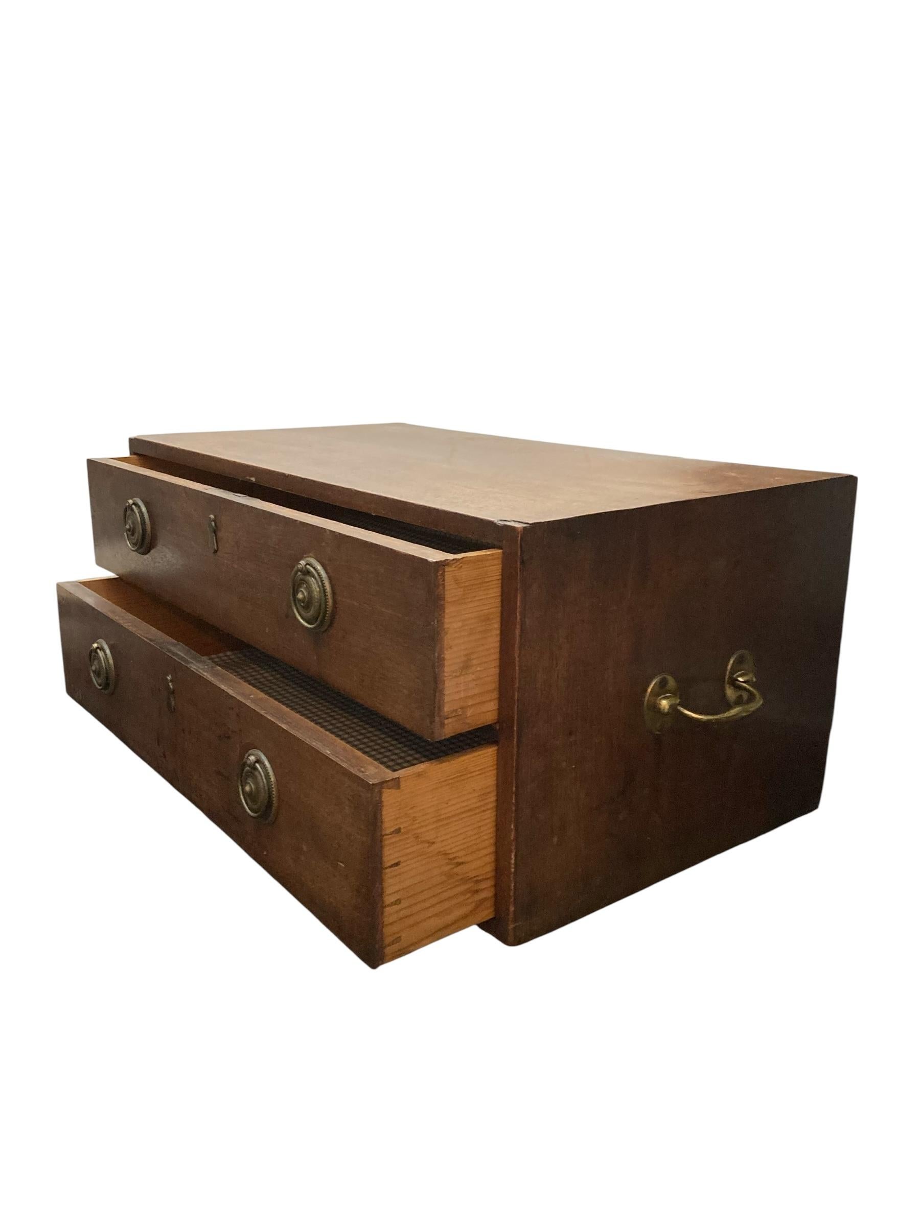 Small Mahogany Campaign style chest of two drawers CIRCA Late 1800's For Sale 5
