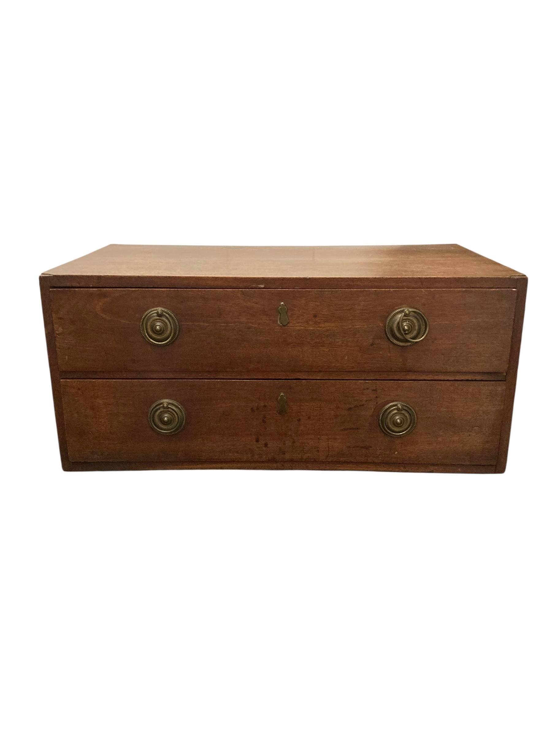 Small Mahogany Campaign style chest of two drawers CIRCA Late 1800's For Sale 2