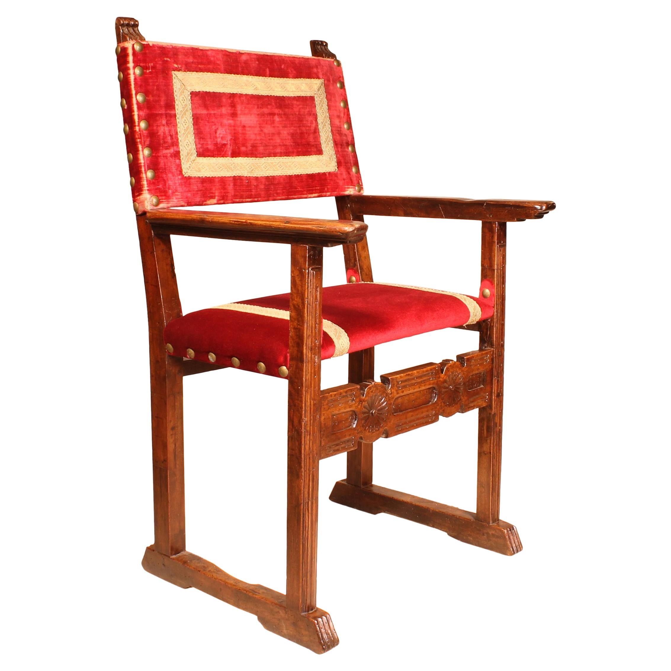 spanish 17 century walnut armchair
