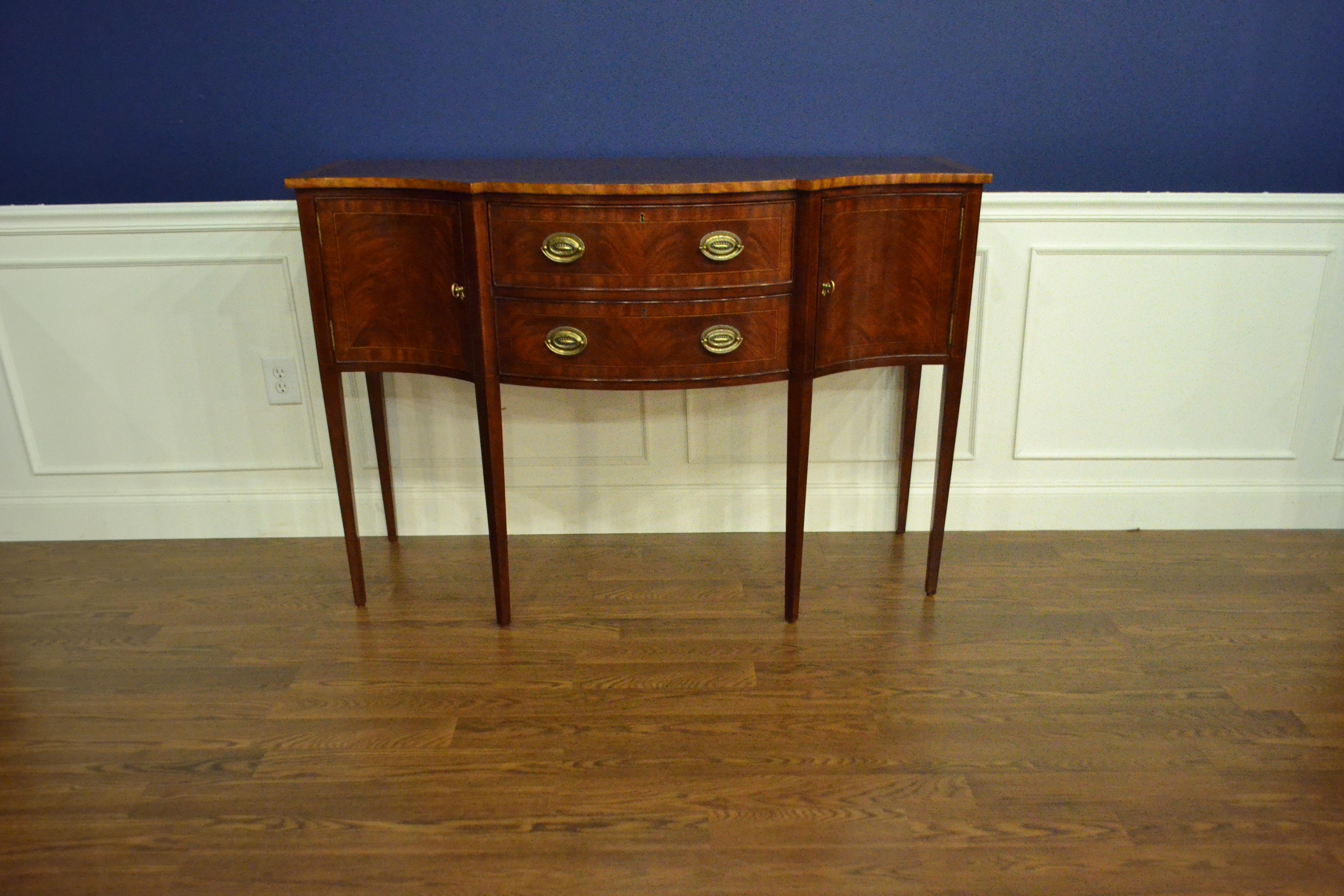 American Small Mahogany Hepplewhite Style Sideboard by Leighton Hall For Sale
