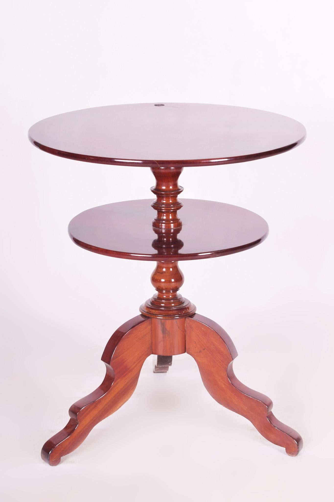 Biedermeier Small Mahogany Historicism Rounded Table, Germany, 1880-1889, High Gloss For Sale