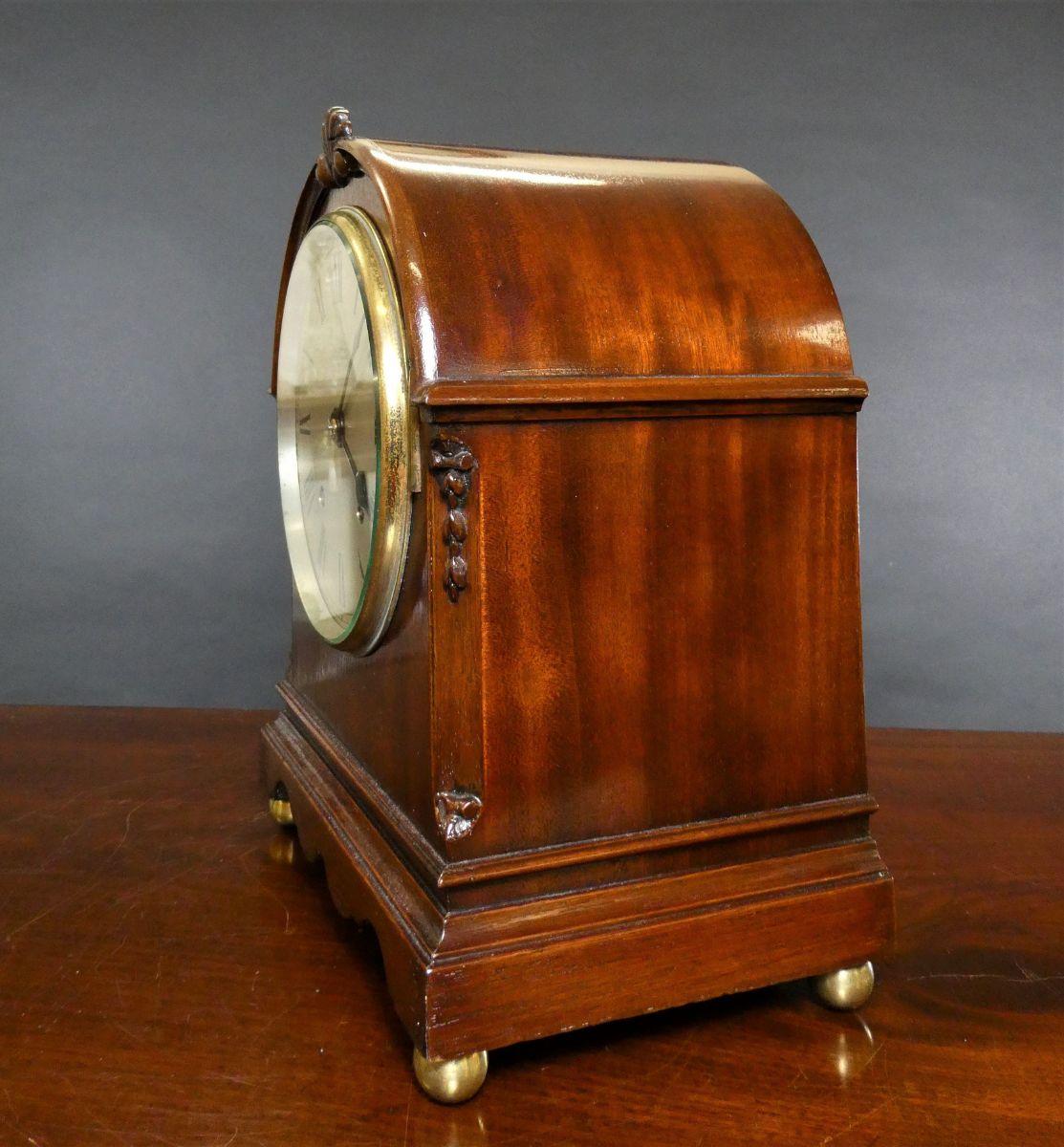 Late Victorian Small Mahogany Mantel Clock by Webster, London For Sale