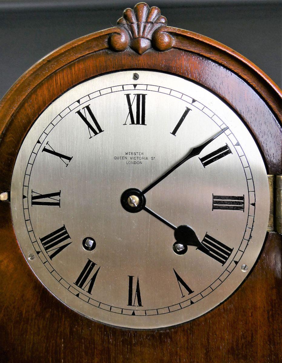 Small Mahogany Mantel Clock by Webster, London For Sale 2