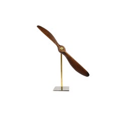 Small Mahogany Propeller of a Vintage Airplane Model Made in 1930s