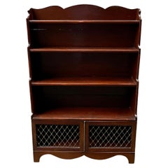 Small Mahogany Waterfall Bookcase with Shelves and Brass Work Doors 19th Century