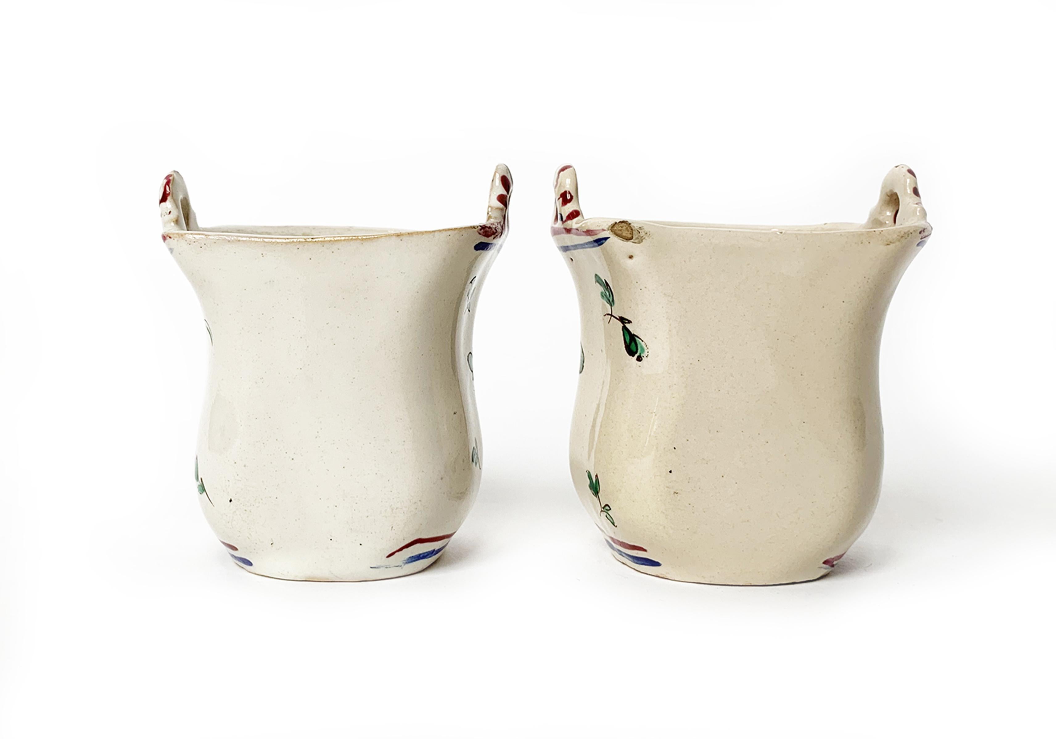 Rococo Small Maiolica Flower Pots, Ferretti Manufacture, Lodi, circa 1770-1780 For Sale