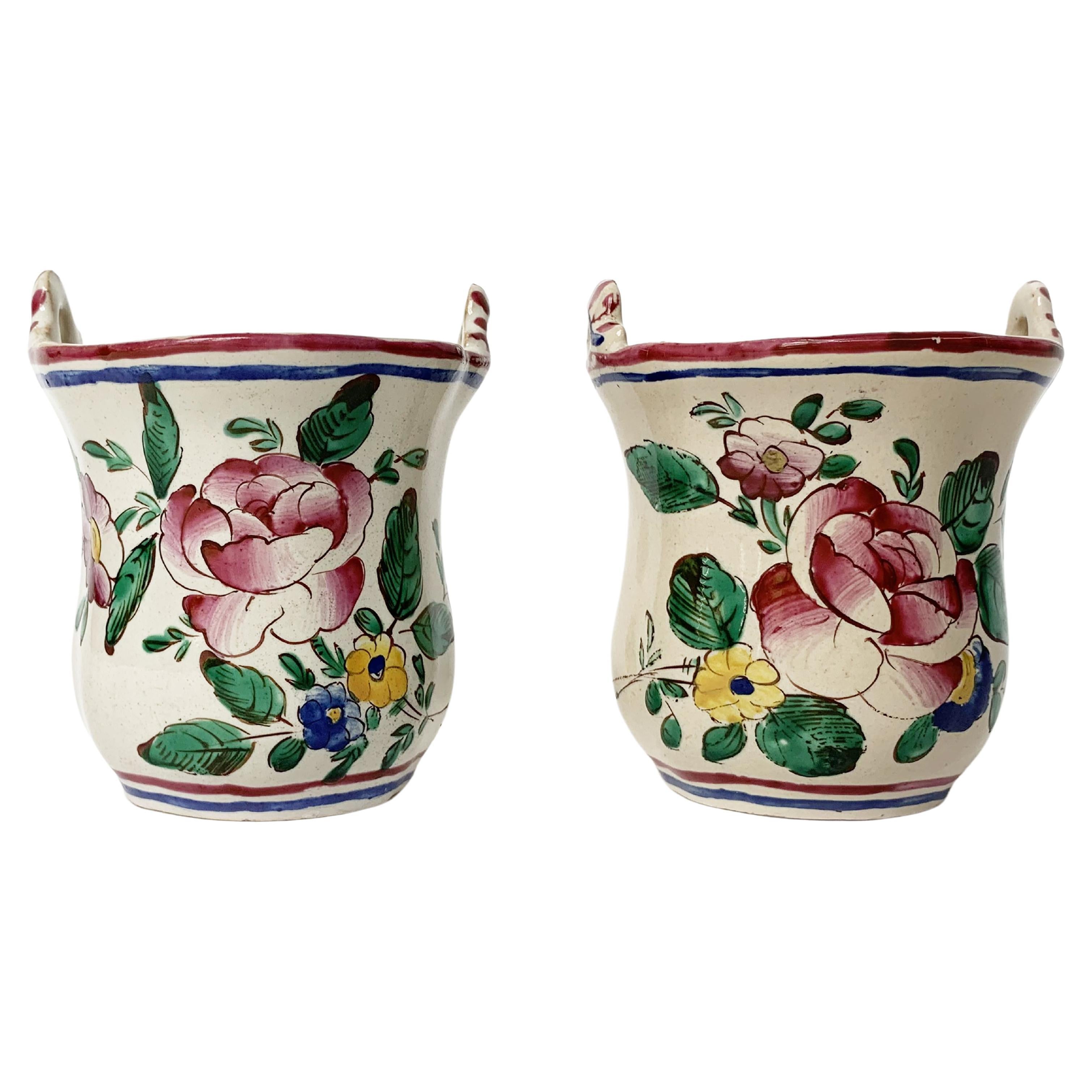 Small Maiolica Flower Pots, Ferretti Manufacture, Lodi, circa 1770-1780