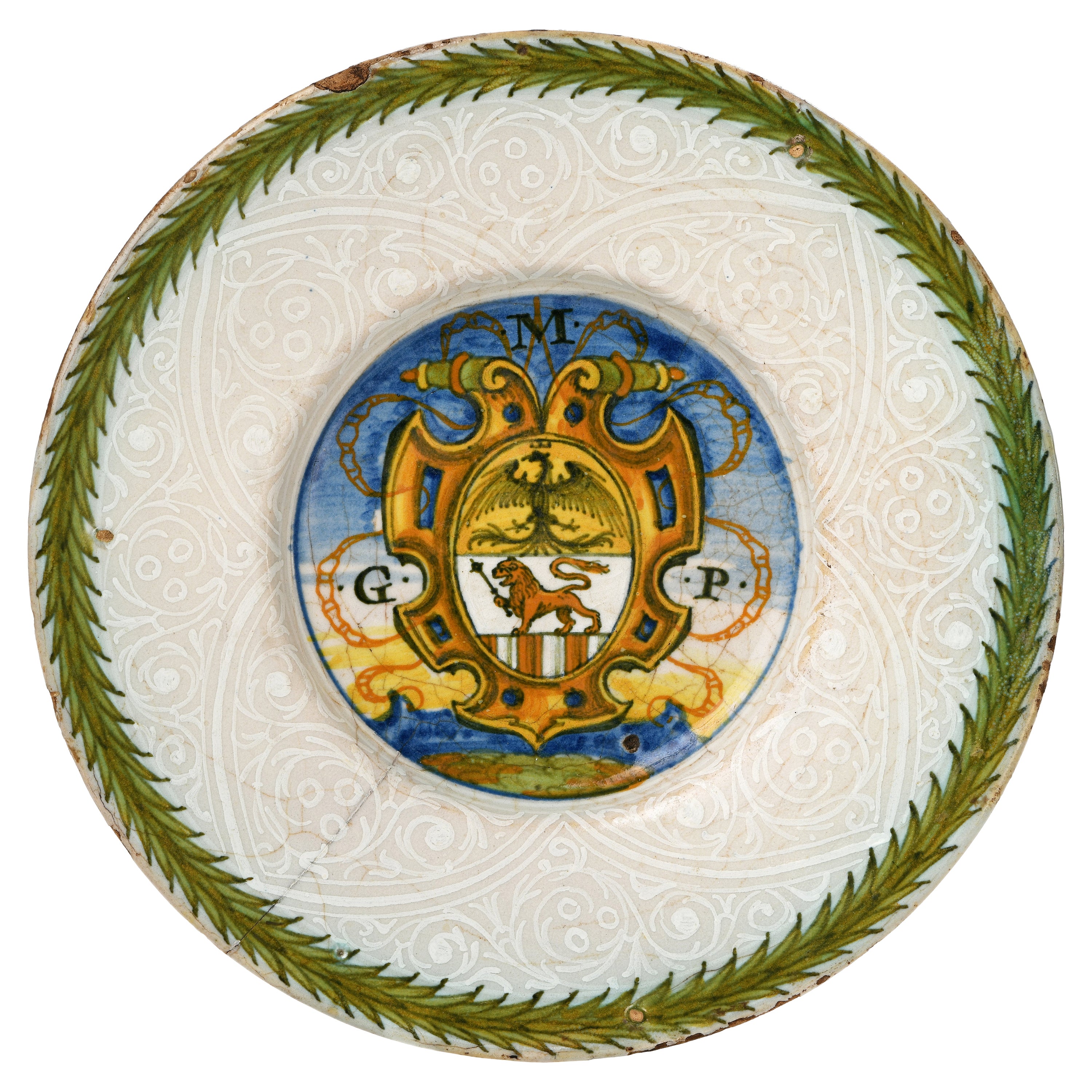 Italienischer Maiolica-Teller, Urbino District, 1533-1555