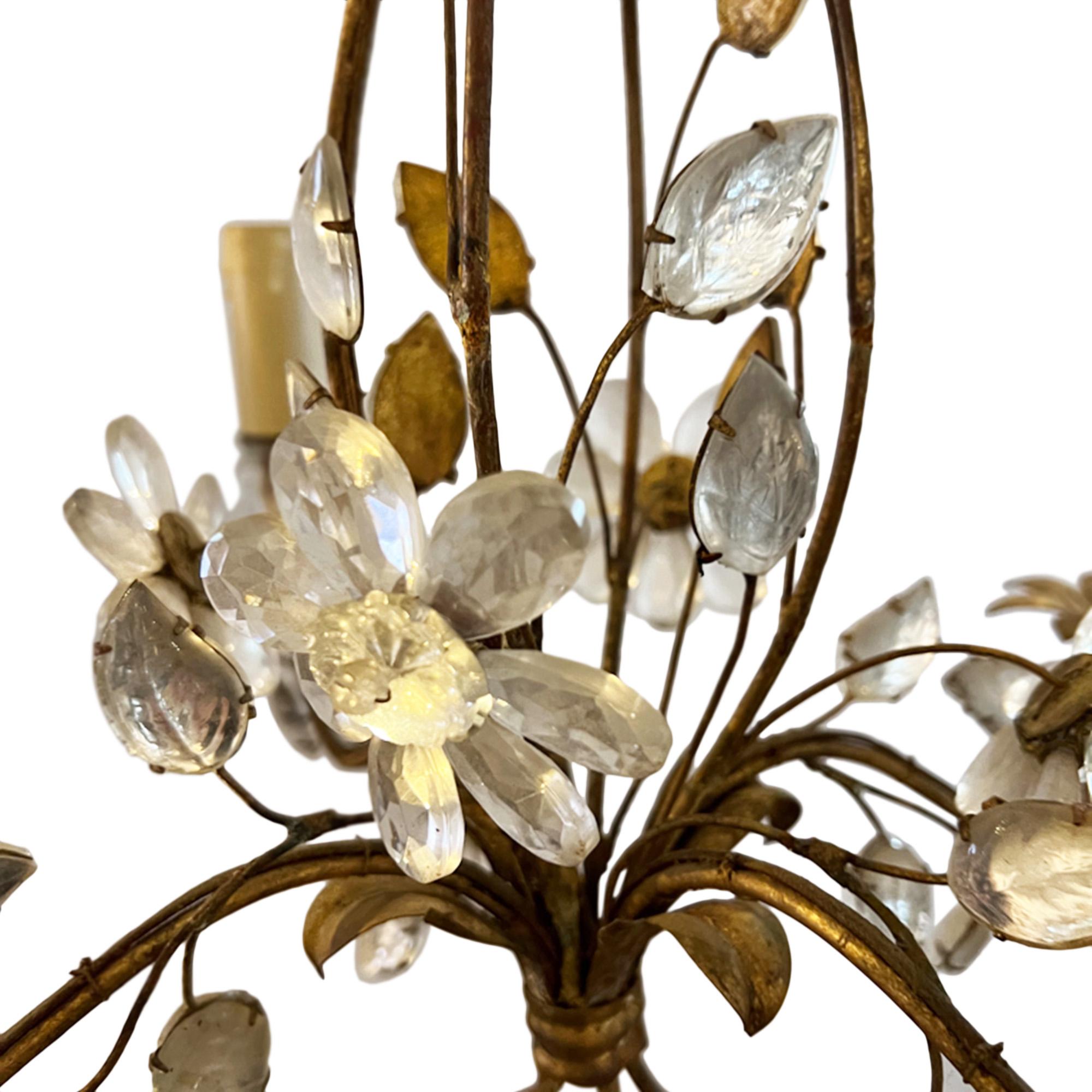 French Small Maison Baguès Chandelier With Flowers and Leaves