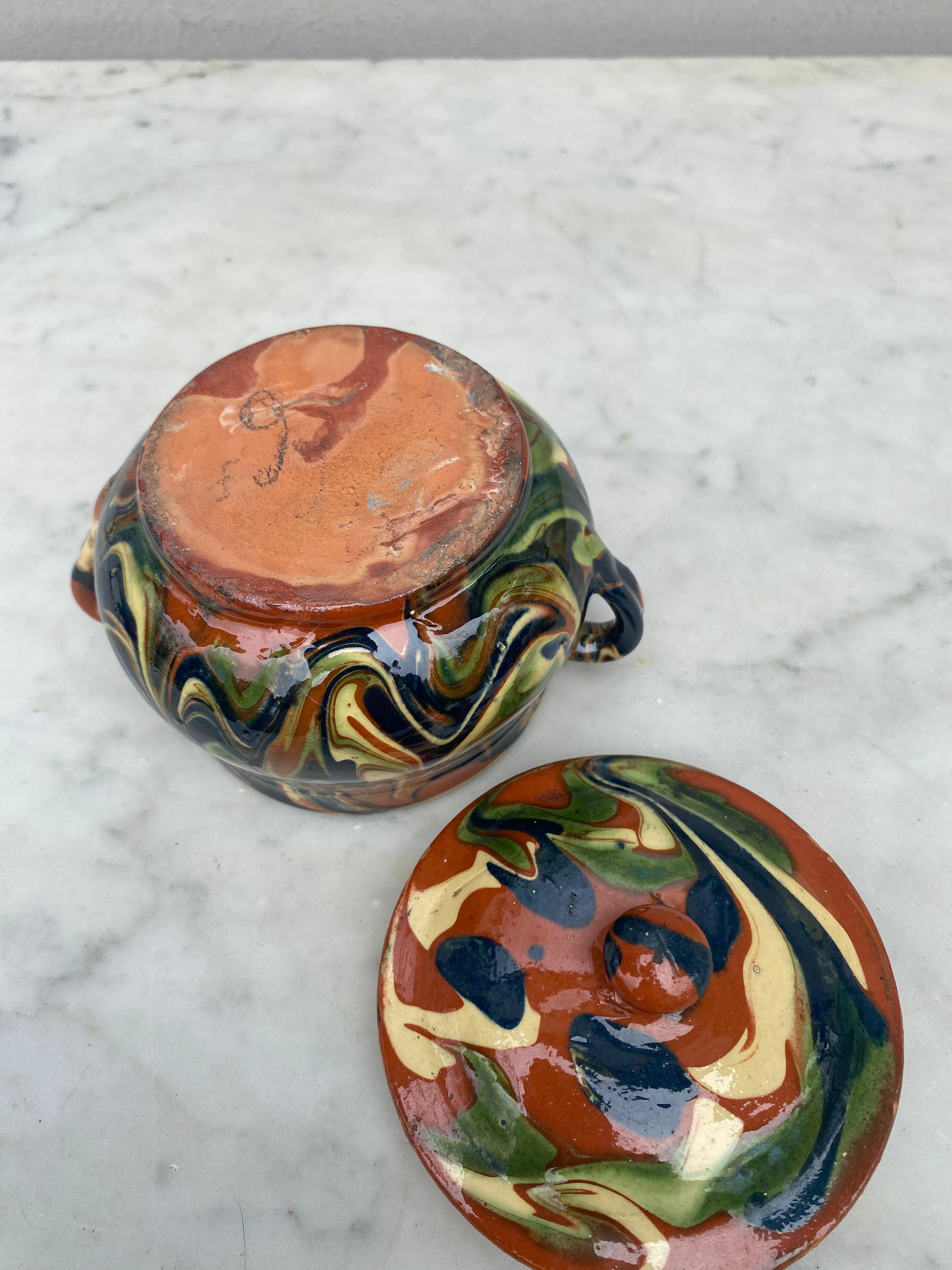 Late 19th Century Small Majolica Lidded Tureen Mixed Earths , circa 1890 For Sale