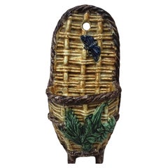 Small Majolica Palissy Basket Wall Pocket Thomas Sergent circa 1880