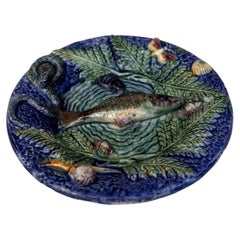 Small Majolica Palissy Fish Wall Platter Circa 1890