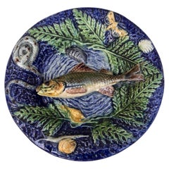 Small Majolica Palissy Fish Wall Platter Circa 1890