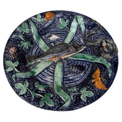 Small Majolica Palissy Fish Wall Platter Circa 1890