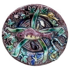 Small Majolica Palissy Fish Wall Platter Circa 1890
