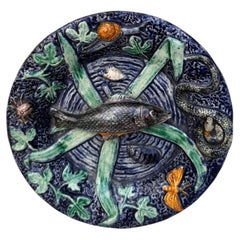 Small Majolica Palissy Fish Wall Platter Circa 1890