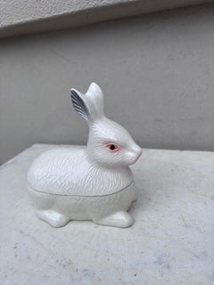 Small Majolica Pate White Rabbit Tureen