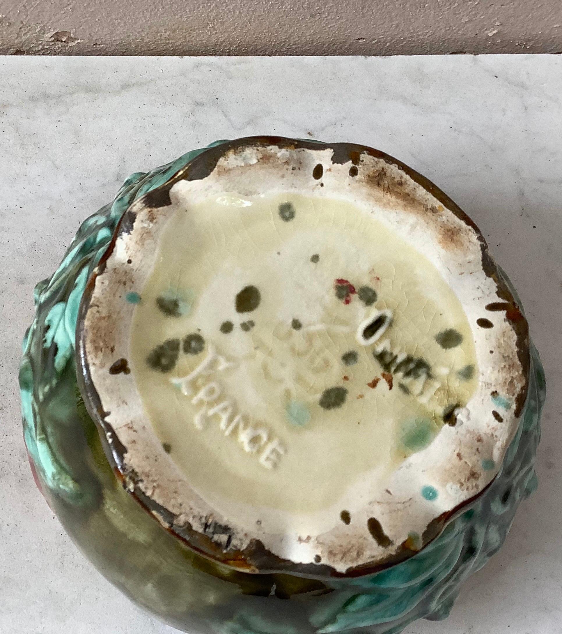 Small Majolica Roses Jardinière Onnaing, circa 1880 In Good Condition For Sale In Austin, TX