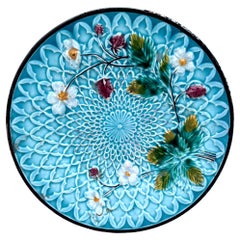 Antique Small Majolica Strawberries Plate Villeroy & Boch Circa 1900