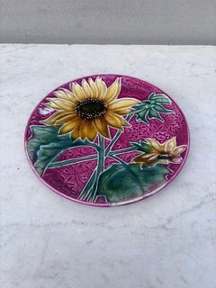 Small Majolica Sunflower Plate Villeroy & Boch, circa 1900