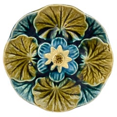 Antique Small Majolica Water Lily Pond Plate Wasmuel, circa 1890