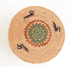 Small Makah Lidded Basket Duck Motif