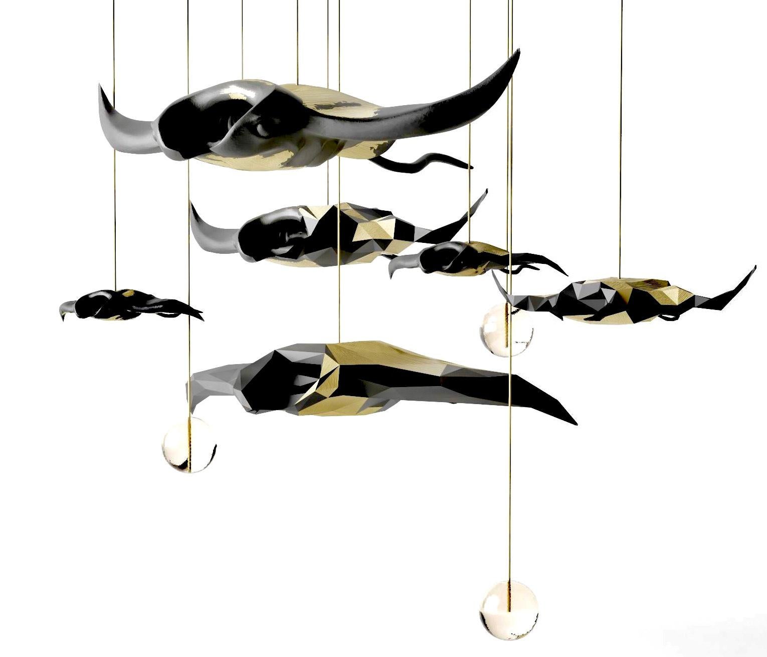 Other Small Mantas Ray Chandelier by Kasadamo