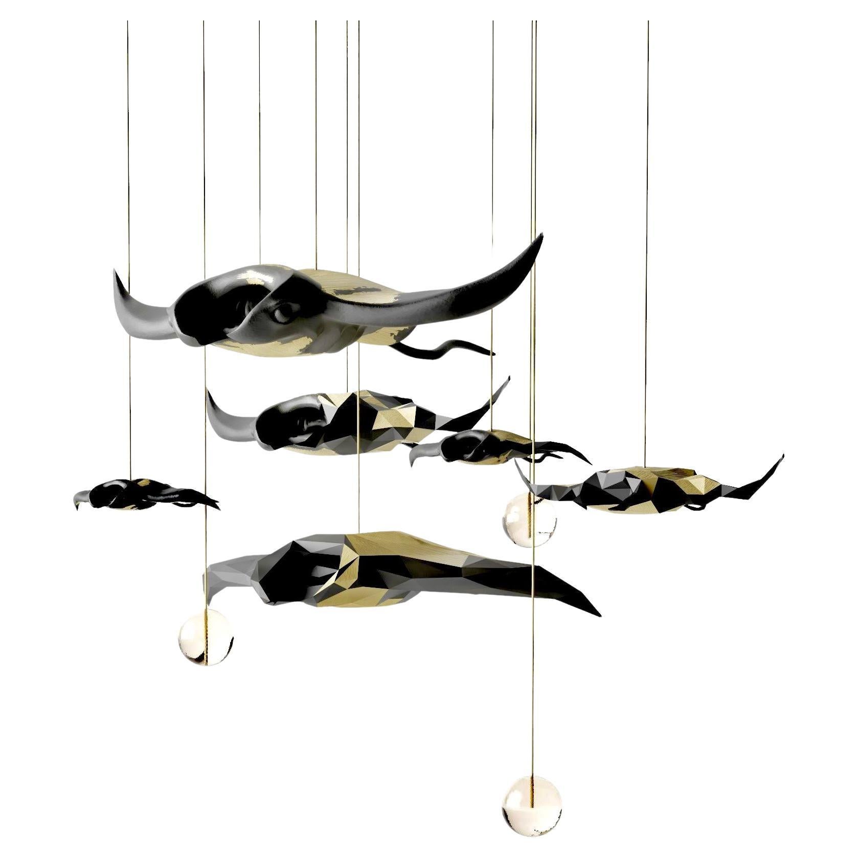 Small Mantas Ray Chandelier by Kasadamo