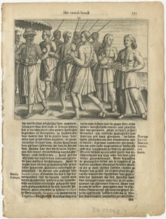 Small Map of Bantam with Dutch Ships and an Engraving of Portugese, 1614