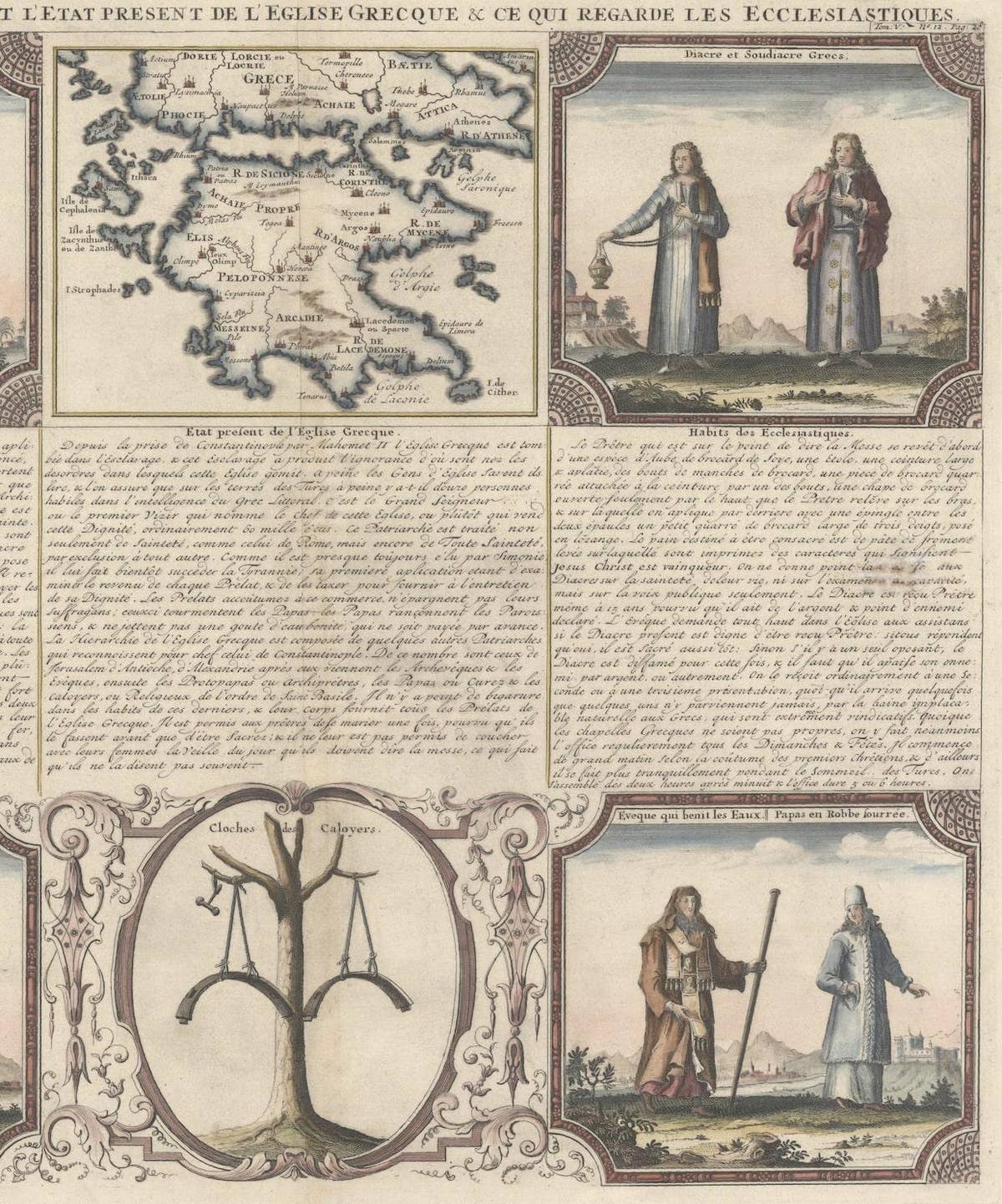 Small Map of Southern Greece Together with Five Greek Religious Scenes, ca.1720