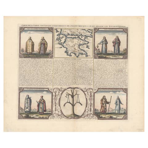Small Map of Southern Greece Together with Five Greek Religious Scenes, ca.1720